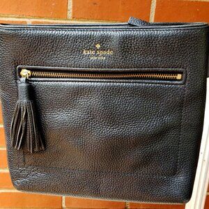 EUC KATE SPADE black leather shoulder bag adjustable strap (OS)